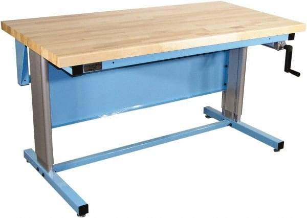 Proline - 72 Wide x 30" Deep x 42" High, Maple Workbench - Adjustable Height Legs, Blue - Industrial Tool & Supply