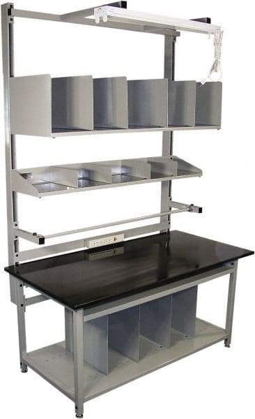 Proline - 60 Wide x 30" Deep x 36" High, Chem-Guard Workbench - Adjustable Height Legs, Gray - Industrial Tool & Supply