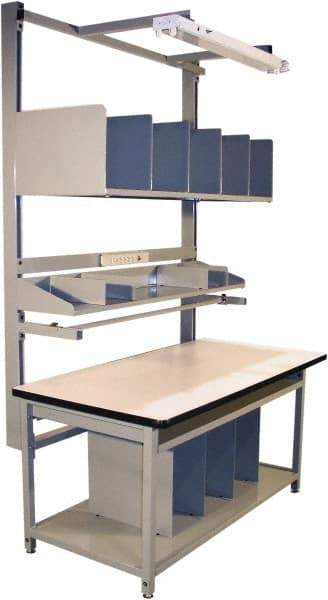 Proline - 72 Wide x 30" Deep x 36" High, Plastic Laminate Workbench - T-Molded Edge, Adjustable Height Legs, Gray - Industrial Tool & Supply