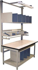 Proline - 72 Wide x 30" Deep x 36" High, Plastic Laminate Workbench - T-Molded Edge, Adjustable Height Legs, Gray - Industrial Tool & Supply