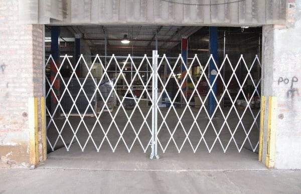 Illinois Engineered Products - 90" High Bi-Parting Folding Gates - Galvanized Steel, Silver - Industrial Tool & Supply