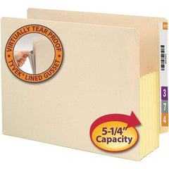 SMEAD - 12-3/8 x 9-1/2", Letter Size, Manila, Expansion Folders - Straight Tab Cut Location - Industrial Tool & Supply