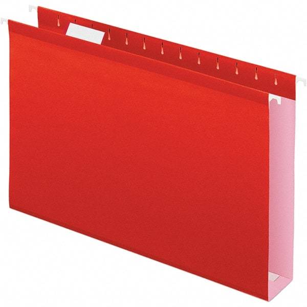 Pendaflex - 8-1/2 x 14", Legal, Red, Hanging File Folder - 11 Point Stock, 1/5 Tab Cut Location - Industrial Tool & Supply