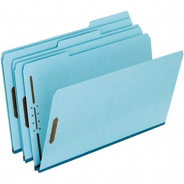 Pendaflex - 8-1/2 x 14", Legal, Blue, Classification Folders with Top Tab Fastener - 25 Point Stock, Assorted Tab Cut Location - Industrial Tool & Supply