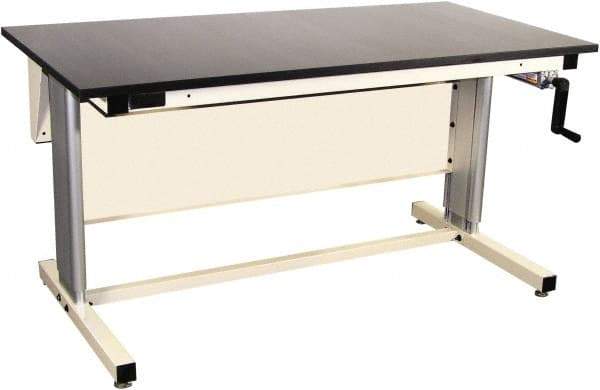 Proline - 72 Wide x 30" Deep x 42" High, Chem-Guard Workbench - Adjustable Height Legs, Beige - Industrial Tool & Supply