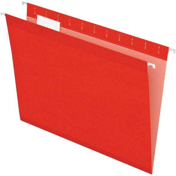 Pendaflex - 8-1/2 x 11", Letter Size, Red, Hanging File Folder - 11 Point Stock, 1/5 Tab Cut Location - Industrial Tool & Supply