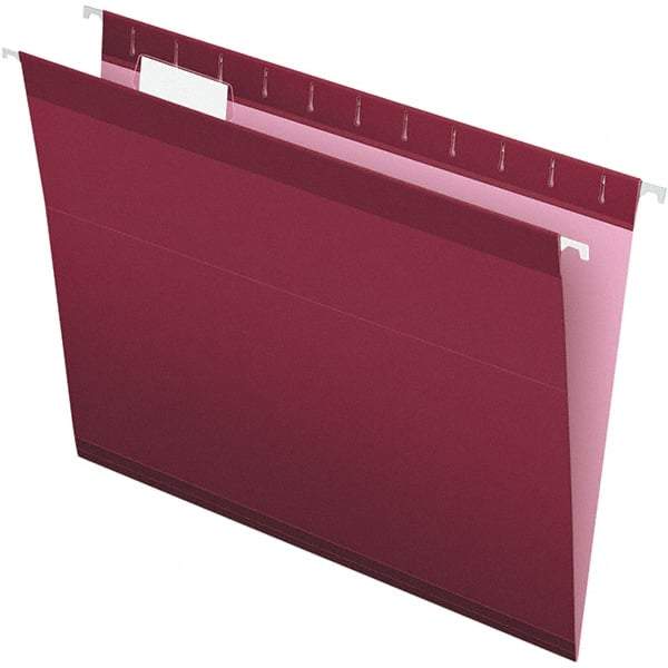 Pendaflex - 8-1/2 x 11", Letter Size, Burgundy, Hanging File Folder - 11 Point Stock, 1/5 Tab Cut Location - Industrial Tool & Supply