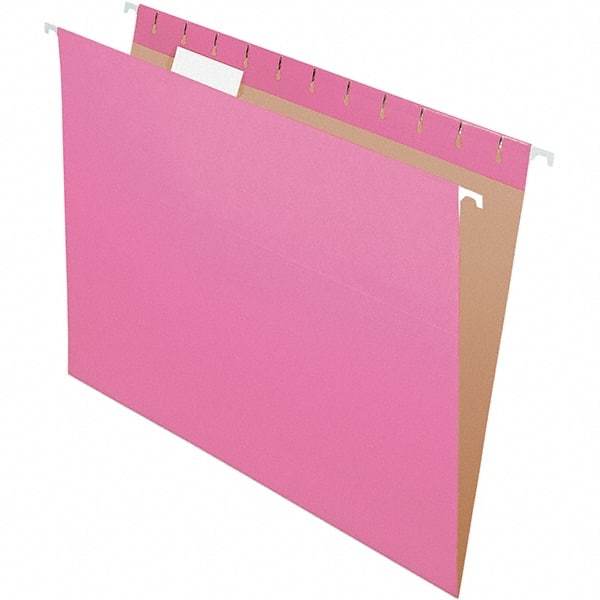 Pendaflex - 8-1/2 x 11", Letter Size, Pink, Hanging File Folder - 11 Point Stock, 1/5 Tab Cut Location - Industrial Tool & Supply