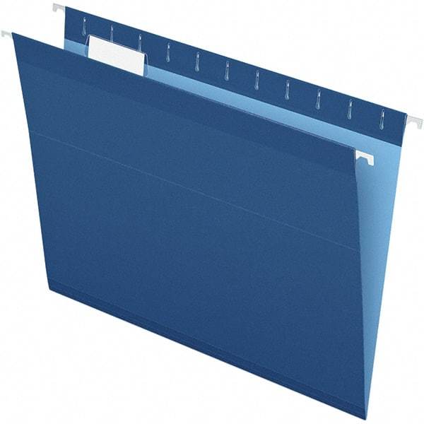 Pendaflex - 8-1/2 x 11", Letter Size, Navy, Hanging File Folder - 11 Point Stock, 1/5 Tab Cut Location - Industrial Tool & Supply