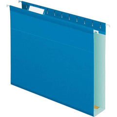 Pendaflex - 8-1/2 x 11", Letter Size, Blue, Hanging File Folder - 11 Point Stock, 1/5 Tab Cut Location - Industrial Tool & Supply