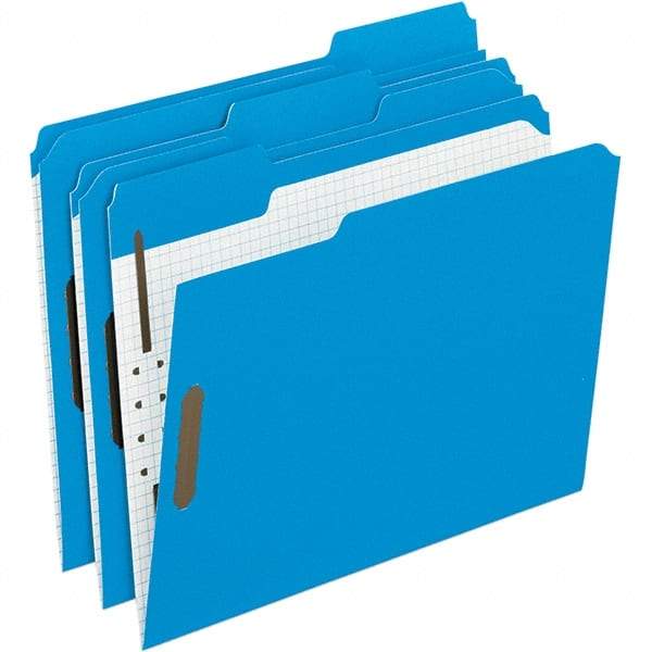 Pendaflex - 11-5/8 x 9-1/2", Letter Size, Blue, File Folders with Top Tab - 11 Point Stock, Assorted Tab Cut Location - Industrial Tool & Supply