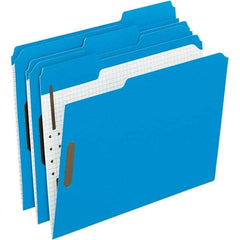 Pendaflex - 11-5/8 x 9-1/2", Letter Size, Blue, File Folders with Top Tab - 11 Point Stock, Assorted Tab Cut Location - Industrial Tool & Supply