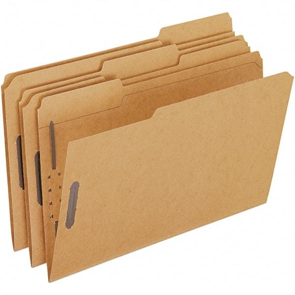 Pendaflex - 8-1/2 x 14", Legal, Brown, File Folders with Top Tab - Assorted Tab Cut Location - Industrial Tool & Supply
