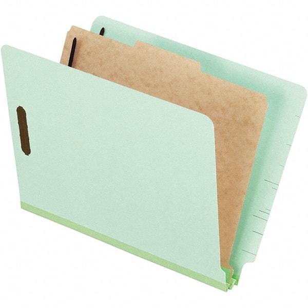 Pendaflex - 8-1/2 x 11", Letter Size, Pale Green, Classification Folders with Top Tab Fastener - 25 Point Stock, End Tab Cut Location - Industrial Tool & Supply