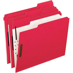 Pendaflex - 11-5/8 x 9-1/2", Letter Size, Red, File Folders with Top Tab - 11 Point Stock, Assorted Tab Cut Location - Industrial Tool & Supply