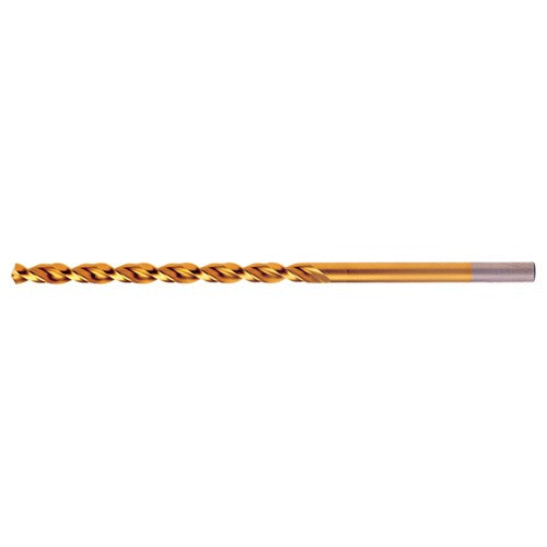 #8 RHS / RHC HSS-CO 8% (M42) 135 Degree Split Point Q-Cobalt Wide Land Parabolic Taper Length Drill - TiN - Exact Industrial Supply