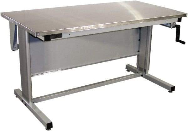 Proline - 60 Wide x 30" Deep x 42" High, Stainless Steel Workbench - Adjustable Height Legs, Gray - Industrial Tool & Supply