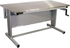 Proline - 60 Wide x 30" Deep x 42" High, Stainless Steel Workbench - Adjustable Height Legs, Gray - Industrial Tool & Supply
