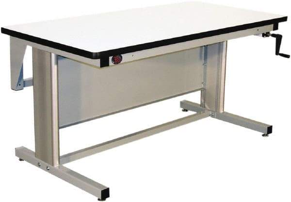 Proline - 60 Wide x 30" Deep x 42" High, Plastic Laminate Workbench - T-Molded Edge, Adjustable Height Legs, Gray - Industrial Tool & Supply