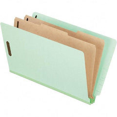 Pendaflex - 8-1/2 x 14", Legal, Pale Green, Classification Folders with End Tab Fastener - 25 Point Stock, End Tab Cut Location - Industrial Tool & Supply