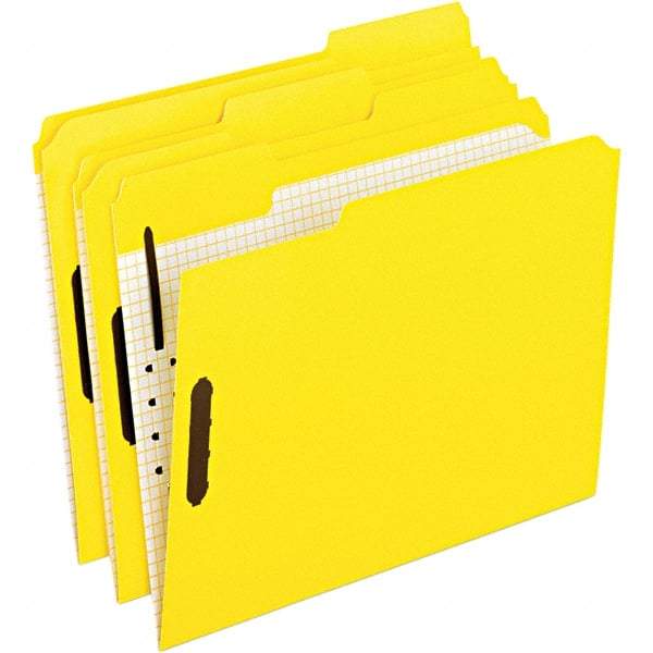 Pendaflex - 11-5/8 x 9-1/2", Letter Size, Yellow, File Folders with Top Tab - 11 Point Stock, Assorted Tab Cut Location - Industrial Tool & Supply