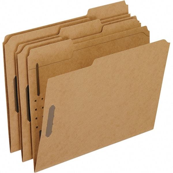 Pendaflex - 8-1/2 x 11", Letter Size, Brown, File Folders with Top Tab - Assorted Tab Cut Location - Industrial Tool & Supply