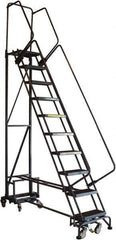 Ballymore - 90" 9 Step Ladder - Rolling Safety Ladder, 450 Lb Capacity, 90" Platform Height, 26" Base Width x 63" Base Depth, Abrasive Mat Tread - Industrial Tool & Supply
