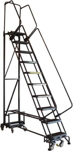 Ballymore - 70" 7 Step Ladder - Rolling Safety Ladder, 450 Lb Capacity, 70" Platform Height, 26" Base Width x 51" Base Depth, Abrasive Mat Tread - Industrial Tool & Supply