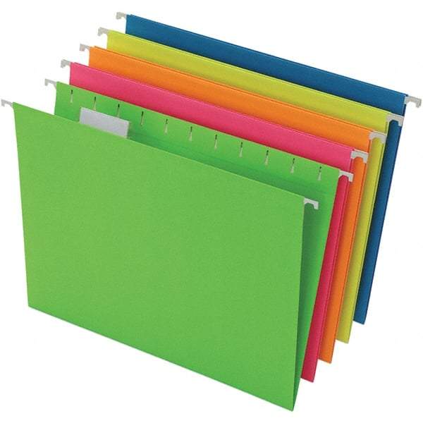Pendaflex - 8-1/2 x 11", Letter Size, Assorted Colors, Hanging File Folder - 11 Point Stock, 1/5 Tab Cut Location - Industrial Tool & Supply