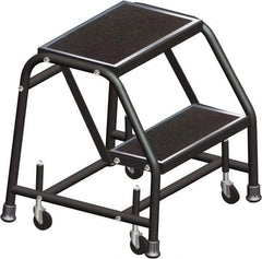 Ballymore - 19" 2 Step Ladder - Rolling Safety Ladder, 450 Lb Capacity, 19" Platform Height, 30" Base Width x 19" Base Depth, Perforated Tread - Industrial Tool & Supply
