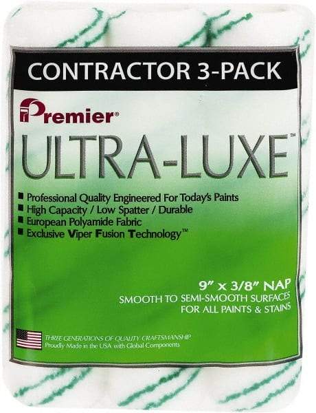 Premier Paint Roller - 3/8" Nap, 9" Wide Paint Roller Cover - Semi-Smooth Texture, Polyamide - Industrial Tool & Supply
