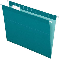 Pendaflex - 8-1/2 x 11", Letter Size, Teal, Hanging File Folder - 11 Point Stock, 1/5 Tab Cut Location - Industrial Tool & Supply