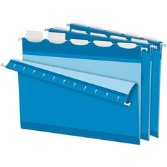 Pendaflex - 8-1/2 x 11", Letter Size, Blue, Hanging File Folder - 11 Point Stock, 1/5 Tab Cut Location - Industrial Tool & Supply
