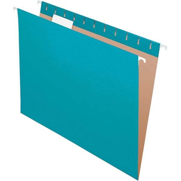 Pendaflex - 8-1/2 x 11", Letter Size, Teal, Hanging File Folder - 11 Point Stock, 1/5 Tab Cut Location - Industrial Tool & Supply