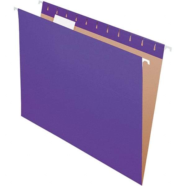 Pendaflex - 8-1/2 x 11", Letter Size, Violet, Hanging File Folder - 11 Point Stock, 1/5 Tab Cut Location - Industrial Tool & Supply