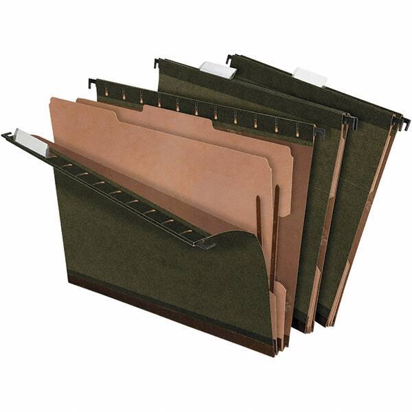 Pendaflex - 8-1/2 x 11", Letter Size, Standard Green, Hanging File Folder - 11 Point Stock, Assorted Tab Cut Location - Industrial Tool & Supply