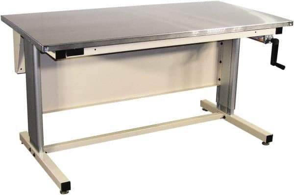 Proline - 72 Wide x 30" Deep x 42" High, Stainless Steel Workbench - Adjustable Height Legs, Beige - Industrial Tool & Supply