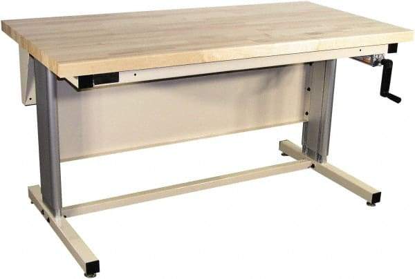 Proline - 60 Wide x 30" Deep x 42" High, Maple Workbench - Adjustable Height Legs, Beige - Industrial Tool & Supply