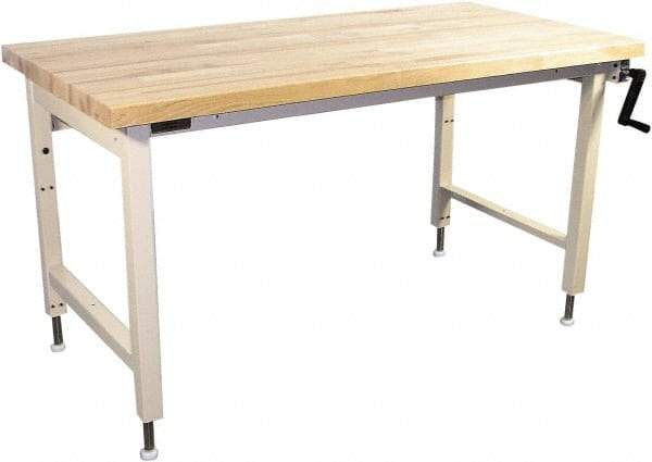 Proline - 60 Wide x 30" Deep x 42" High, Maple Workbench - Adjustable Height Legs, Beige - Industrial Tool & Supply