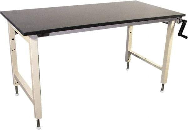 Proline - 60 Wide x 30" Deep x 42" High, Epoxy Resin Workbench - Adjustable Height Legs, Beige - Industrial Tool & Supply