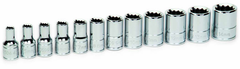 12 Piece - 1/4" Drive - 12 Point - Shallow Socket Set on Clip Rail Metric - Industrial Tool & Supply