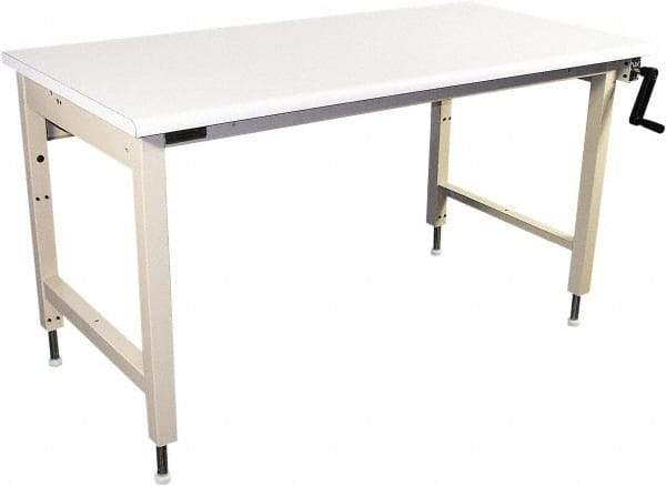 Proline - 60 Wide x 30" Deep x 42" High, Static Dissipative Workbench - Bull Nose Edge, Adjustable Height Legs, Beige - Industrial Tool & Supply