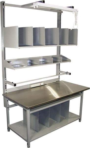 Proline - 72 Wide x 30" Deep x 36" High, Stainless Steel Workbench - Adjustable Height Legs, Gray - Industrial Tool & Supply