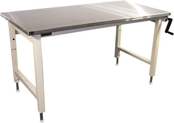 Proline - 60 Wide x 30" Deep x 42" High, Stainless Steel Workbench - Adjustable Height Legs, Beige - Industrial Tool & Supply