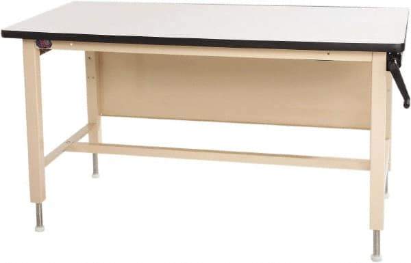 Proline - 60 Wide x 30" Deep x 42" High, Static Dissipative Workbench - T-Molded Edge, Adjustable Height Legs, Beige - Industrial Tool & Supply