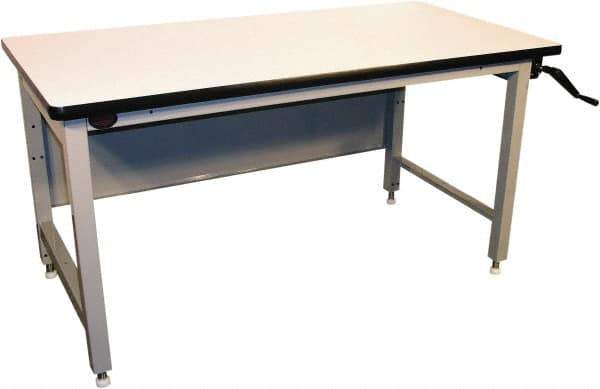 Proline - 60 Wide x 30" Deep x 42" High, Plastic Laminate Workbench - T-Molded Edge, Adjustable Height Legs, Gray - Industrial Tool & Supply