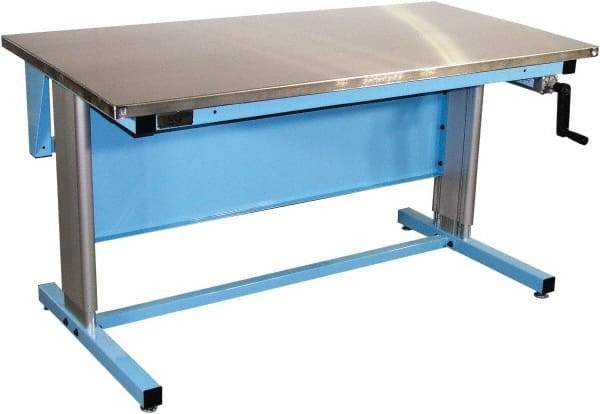Proline - 72 Wide x 30" Deep x 42" High, Stainless Steel Workbench - Adjustable Height Legs, Blue - Industrial Tool & Supply
