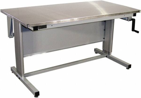 Proline - 72 Wide x 30" Deep x 42" High, Stainless Steel Workbench - Adjustable Height Legs, Gray - Industrial Tool & Supply