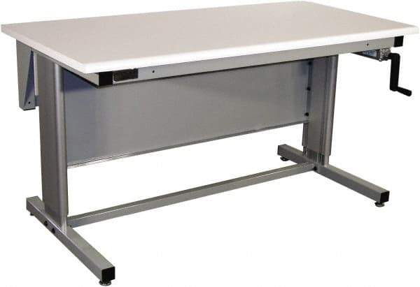 Proline - 60 Wide x 30" Deep x 42" High, Plastic Laminate Workbench - Bull Nose Edge, Adjustable Height Legs, Gray - Industrial Tool & Supply