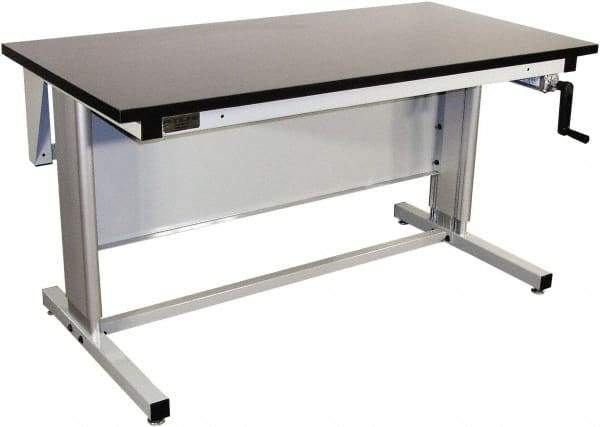 Proline - 72 Wide x 30" Deep x 42" High, Chem-Guard Workbench - Adjustable Height Legs, Gray - Industrial Tool & Supply